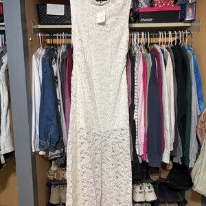 Altar'd State White Lace Midi Dress